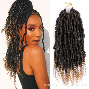 Wholesale Bomb Twist Crochet Hair Extensions Bomb Passion Curly Twist Braid Hair Solid And Ombre Color Synthetic Fiber 12 Inch